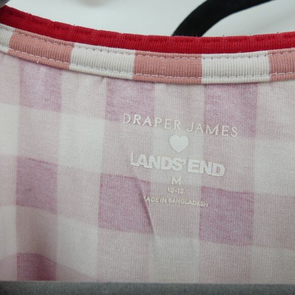Lands' End x Draper James Two Piece Pajama Set Size M 10-12 Red Plaid Long Slv - Picture 4 of 10